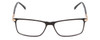Front View of Big and Tall 23 Designer Single Vision Prescription Rx Eyeglasses in Black & Clear Crystal Unisex Rectangle Full Rim Acetate 60 mm
