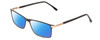 Profile View of Big and Tall 23 Designer Polarized Sunglasses with Custom Cut Blue Mirror Lenses in Black & Clear Crystal Unisex Rectangle Full Rim Acetate 60 mm