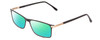 Profile View of Big and Tall 23 Designer Polarized Reading Sunglasses with Custom Cut Powered Green Mirror Lenses in Black & Clear Crystal Unisex Rectangle Full Rim Acetate 60 mm