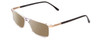 Profile View of Big and Tall 23 Designer Polarized Sunglasses with Custom Cut Amber Brown Lenses in Crystal Clear Unisex Rectangle Full Rim Acetate 60 mm