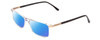 Profile View of Big and Tall 23 Designer Polarized Sunglasses with Custom Cut Blue Mirror Lenses in Crystal Clear Unisex Rectangle Full Rim Acetate 60 mm