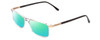 Profile View of Big and Tall 23 Designer Polarized Reading Sunglasses with Custom Cut Powered Green Mirror Lenses in Crystal Clear Unisex Rectangle Full Rim Acetate 60 mm