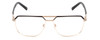 Front View of Big and Tall 24 Unisex Aviator Full Rim Reading Glasses in Black/Shiny Gold 60mm