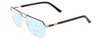 Profile View of Big and Tall 24 Designer Progressive Lens Blue Light Blocking Eyeglasses in Black/Shiny Gold Unisex Aviator Full Rim Metal 60 mm