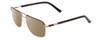 Profile View of Big and Tall 24 Designer Polarized Sunglasses with Custom Cut Amber Brown Lenses in Black/Shiny Gold Unisex Aviator Full Rim Metal 60 mm