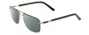 Profile View of Big and Tall 24 Designer Polarized Sunglasses with Custom Cut Smoke Grey Lenses in Black/Shiny Gold Unisex Aviator Full Rim Metal 60 mm
