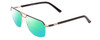 Profile View of Big and Tall 24 Designer Polarized Reading Sunglasses with Custom Cut Powered Green Mirror Lenses in Black/Shiny Gold Unisex Aviator Full Rim Metal 60 mm