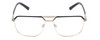 Front View of Big and Tall 24 Unisex Aviator Reading Glasses in Navy Blue/Silver Gunmetal 60mm