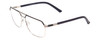 Profile View of Big and Tall 24 Designer Blue Light Blocking Eyeglasses in Dark Navy Blue/Silver Gunmetal Unisex Aviator Full Rim Metal 60 mm