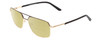 Profile View of Big and Tall 25 Designer Polarized Reading Sunglasses with Custom Cut Powered Sun Flower Yellow Lenses in Matte Black/Shiny Gold Unisex Aviator Full Rim Metal 60 mm