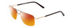 Profile View of Big and Tall 25 Designer Polarized Sunglasses with Custom Cut Red Mirror Lenses in Matte Brown/Shiny Gold Unisex Aviator Full Rim Metal 60 mm