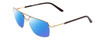 Profile View of Big and Tall 25 Designer Polarized Sunglasses with Custom Cut Blue Mirror Lenses in Matte Brown/Shiny Gold Unisex Aviator Full Rim Metal 60 mm