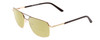 Profile View of Big and Tall 25 Designer Polarized Reading Sunglasses with Custom Cut Powered Sun Flower Yellow Lenses in Matte Brown/Shiny Gold Unisex Aviator Full Rim Metal 60 mm