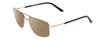 Profile View of Big and Tall 25 Designer Polarized Reading Sunglasses with Custom Cut Powered Amber Brown Lenses in Matte Brown/Shiny Gold Unisex Aviator Full Rim Metal 60 mm