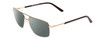 Profile View of Big and Tall 25 Designer Polarized Reading Sunglasses with Custom Cut Powered Smoke Grey Lenses in Matte Brown/Shiny Gold Unisex Aviator Full Rim Metal 60 mm