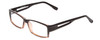 Profile View of Soho 1001 Designer Progressive Lens Blue Light Blocking Eyeglasses in Shiny Black/Grey Crystal Ladies Rectangle Full Rim Acetate 55 mm