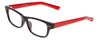Profile View of Soho 1010 Designer Blue Light Blocking Eyeglasses in Black/Red Unisex Classic Full Rim Acetate 50 mm