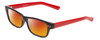 Profile View of Soho 1010 Designer Polarized Sunglasses with Custom Cut Red Mirror Lenses in Black/Red Unisex Classic Full Rim Acetate 50 mm