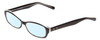 Profile View of Soho 108 Designer Blue Light Blocking Eyeglasses in Black/Clear Crystal Ladies Oval Full Rim Acetate 52 mm