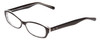 Profile View of Soho 108 Designer Blue Light Blocking Eyeglasses in Black/Clear Crystal Ladies Oval Full Rim Acetate 52 mm