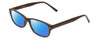 Profile View of Soho 95 Designer Polarized Reading Sunglasses with Custom Cut Powered Blue Mirror Lenses in Matte Dark Brown Unisex Classic Full Rim Acetate 52 mm