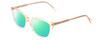 Profile View of Vivid 886 Designer Polarized Reading Sunglasses with Custom Cut Powered Green Mirror Lenses in Shiny Crystal Light Brown Ladies Cateye Full Rim Acetate 53 mm