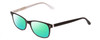 Profile View of Ernest Hemingway H4617 Designer Polarized Reading Sunglasses with Custom Cut Powered Green Mirror Lenses in Matte Black Crystal Unisex Cateye Full Rim Acetate 56 mm