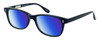 Profile View of Ernest Hemingway H4617 Designer Polarized Sunglasses with Custom Cut Blue Mirror Lenses in Matte Black Unisex Cateye Full Rim Acetate 56 mm