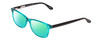 Profile View of Ernest Hemingway H4617 Designer Polarized Reading Sunglasses with Custom Cut Powered Green Mirror Lenses in Shiny Teal Blue Black Unisex Cateye Full Rim Acetate 56 mm