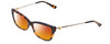 Profile View of Tory Burch TY2099 Designer Polarized Sunglasses with Custom Cut Red Mirror Lenses in Amber Brown Caramel Blue Marble Tortoise Ladies Cateye Full Rim Acetate 51 mm