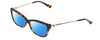 Profile View of Tory Burch TY2099 Designer Polarized Sunglasses with Custom Cut Blue Mirror Lenses in Amber Brown Caramel Blue Marble Tortoise Ladies Cateye Full Rim Acetate 51 mm