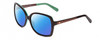Profile View of Kate Spade DARILYNN Designer Polarized Reading Sunglasses with Custom Cut Powered Blue Mirror Lenses in Brown Horn Marble Jade Green Ladies Oversized Full Rim Acetate 58 mm
