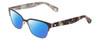 Profile View of Kate Spade LADONNA Designer Polarized Reading Sunglasses with Custom Cut Powered Blue Mirror Lenses in Blue Havana Tortoise Ladies Cateye Semi-Rimless Stainless Steel 51 mm