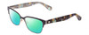 Profile View of Kate Spade LADONNA Designer Polarized Reading Sunglasses with Custom Cut Powered Green Mirror Lenses in Blue Havana Tortoise Ladies Cateye Semi-Rimless Stainless Steel 51 mm