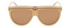 Front View of GUCCI GG0732S 002 Unisex Oversized Sunglasses in Tan Beige/Burgundy & Brown 61mm