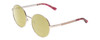 Profile View of Guess by Marciano GM0323 Designer Polarized Reading Sunglasses with Custom Cut Powered Sun Flower Yellow Lenses in Silver Pink Tips Crystal Gems Ladies Round Full Rim Metal 54 mm