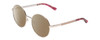 Profile View of Guess by Marciano GM0323 Designer Polarized Reading Sunglasses with Custom Cut Powered Amber Brown Lenses in Silver Pink Tips Crystal Gems Ladies Round Full Rim Metal 54 mm