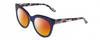Profile View of Guess by Marciano GM0760 Designer Polarized Sunglasses with Custom Cut Red Mirror Lenses in Crystal Blue Glitter Marble Ladies Cateye Full Rim Acetate 54 mm