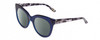 Profile View of Guess by Marciano GM0760 Designer Polarized Reading Sunglasses with Custom Cut Powered Smoke Grey Lenses in Crystal Blue Glitter Marble Ladies Cateye Full Rim Acetate 54 mm