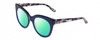 Profile View of Guess by Marciano GM0760 Designer Polarized Reading Sunglasses with Custom Cut Powered Green Mirror Lenses in Crystal Blue Glitter Marble Ladies Cateye Full Rim Acetate 54 mm