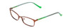 Profile View of Guess GU9155 Designer Reading Eye Glasses with Custom Cut Powered Lenses in Satin Bronze Brown Turquoise Green Ladies Rectangle Full Rim Metal 48 mm