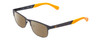 Profile View of Guess GU9168 Designer Polarized Reading Sunglasses with Custom Cut Powered Amber Brown Lenses in Matte Navy Blue Orange Tips Ladies Classic Full Rim Metal 48 mm