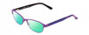 Profile View of Guess GU9170 Designer Polarized Reading Sunglasses with Custom Cut Powered Green Mirror Lenses in Matte Pink Purple Animal Print Ladies Classic Full Rim Metal 49 mm