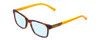 Profile View of Harley Davidson HD0126T Designer Blue Light Blocking Eyeglasses in Matte Tortoise Havana Gold Brown Orange Unisex Square Full Rim Acetate 48 mm