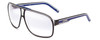 Profile View of Carrera GRAND PRIX 2/S Designer Blue Light Blocking Eyeglasses in Black Blue White Unisex Aviator Full Rim Acetate 64 mm