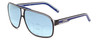 Profile View of Carrera GRAND PRIX 2/S Designer Progressive Lens Blue Light Blocking Eyeglasses in Black Blue White Unisex Aviator Full Rim Acetate 64 mm