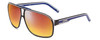 Profile View of Carrera GRAND PRIX 2/S Designer Polarized Sunglasses with Custom Cut Red Mirror Lenses in Black Blue White Unisex Aviator Full Rim Acetate 64 mm