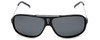 Front View of Carrera COOL Unisex Aviator Designer Sunglasses in Black Silver Metal/Grey 65 mm