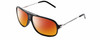 Profile View of Carrera COOL Designer Polarized Sunglasses with Custom Cut Red Mirror Lenses in Black Silver Unisex Aviator Full Rim Acetate 65 mm