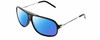 Profile View of Carrera COOL Designer Polarized Sunglasses with Custom Cut Blue Mirror Lenses in Black Silver Unisex Aviator Full Rim Acetate 65 mm